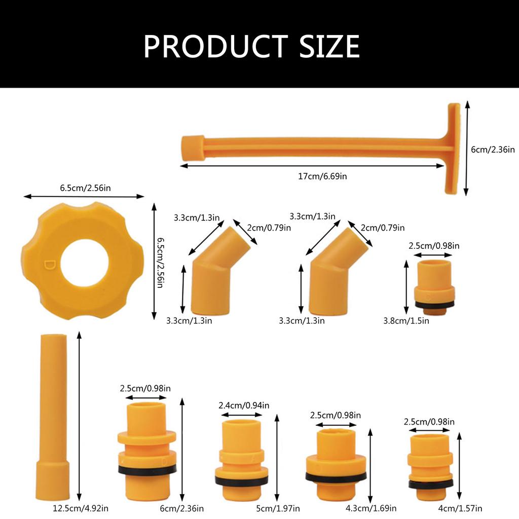 Набор из 12 штук автомобильных воронок для заливки охлаждающей жидкости обеспечивает отсутствие проливов при заправке. Изготовлен из АБС-пластика и подходит для различных автомобилей.