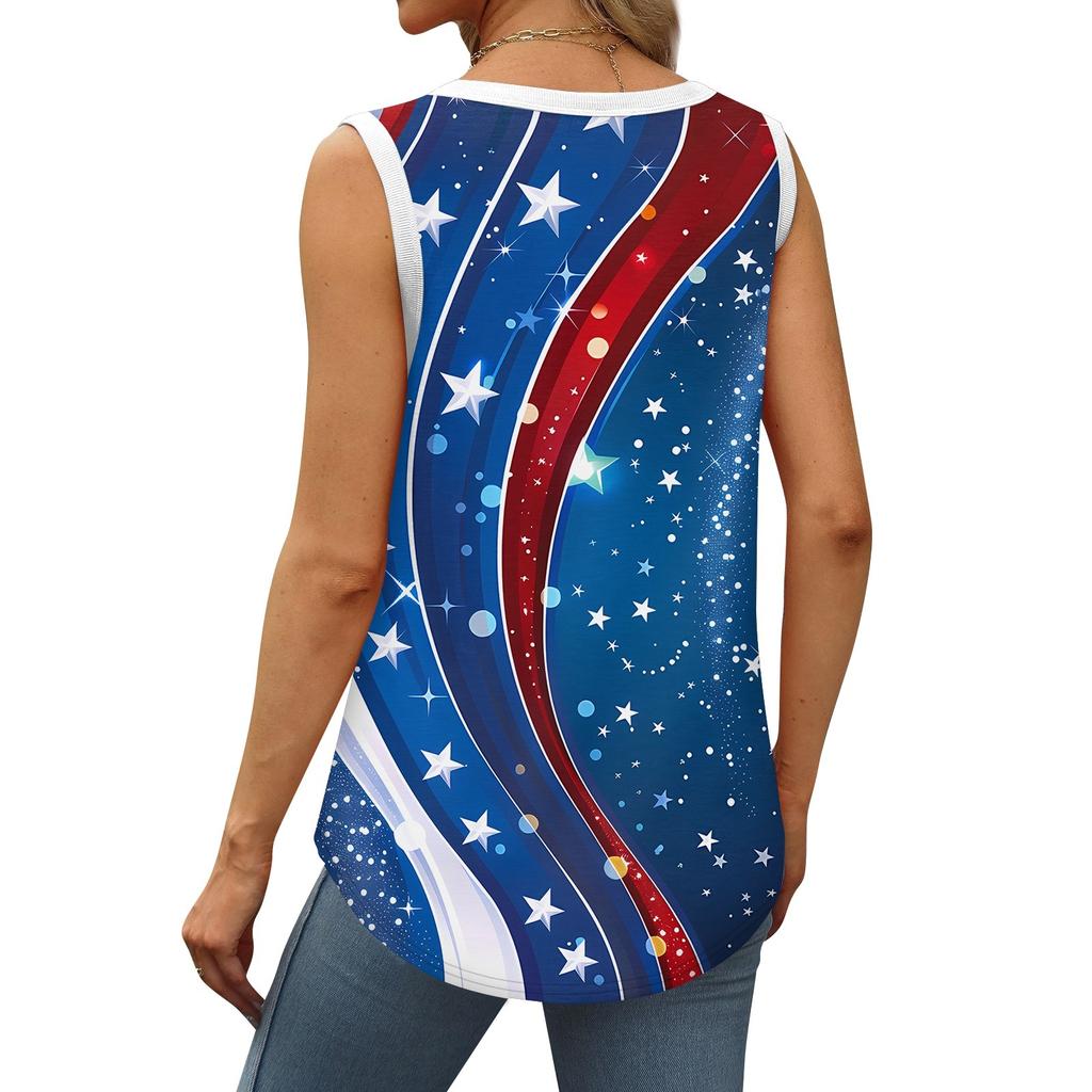 Womens Tank Top U Neck Basic Casual Flowy Summer Sleeveless Deep Side Cut Print Tops For Women