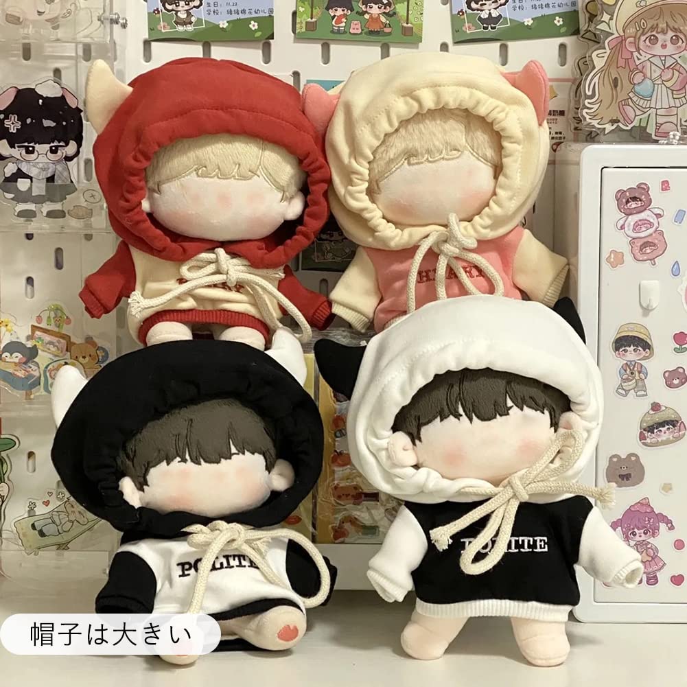 YUYAKESHI хлопковая кукла, переодевание для 20 см, мягкая свободная кукла с капюшоном, милая плюшевая кукла из 2 предметов, шапка, белая одежда, одежда, животные, толстовка с капюшоном, корова,