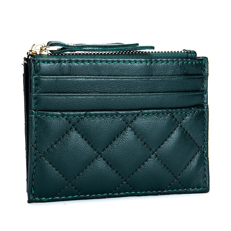 Мягкий мешочек для мелочи, оптовая продажа кошельков на молнии для монет, новая сумка для карточек с ромбовидной вышивкой, тонкий держатель для банковских карт.