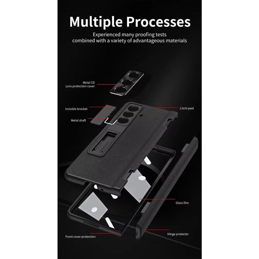 Роскошный Бизнес Невидимый Регулируемый Держатель Пленка из Закаленного Стекла Чехол для Телефона для Samsung Galaxy Z Fold 7 6 5 4 3 Защита Задней Крышки