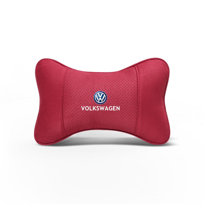 Suede Headrest Car Breathable Memory Foam Neck Pillow For VW Golf Polo Tiguan Touran Jetta Passat CC T5 GTI Magotan Arteon Caddy zw2