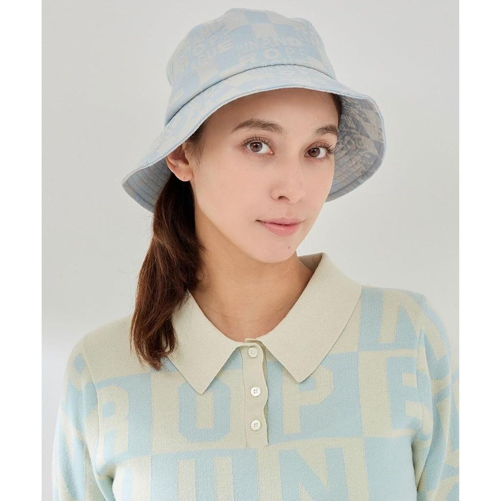 Jun & Rope Bucket Hat Checkerboard Jacquard Bucket Hat for Women ERU15150 Black Maine (01)