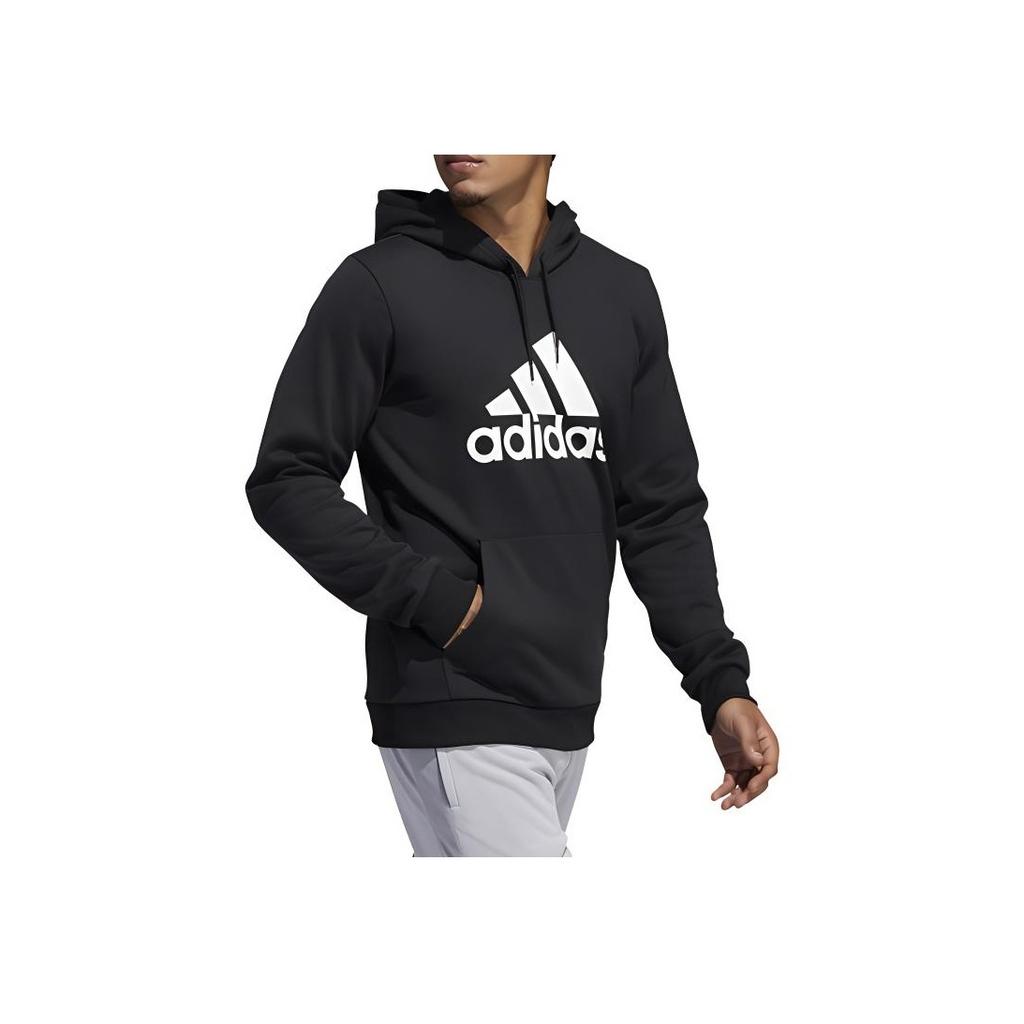 Adidas Logo Print Drawstring Hoodie Men Hoodies Black GH6663