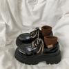 Thick Heel Thick Sole Heightened Lace-up Black Small Leather Shoes Women's Autumn 2025 New Versatile British Style Retro Single Shoes