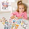 6Pcs Children Make Cartoon Your Own Animal Stickers Cow Panda Puppy Stickers Giraffe Puzzle DIY Craft