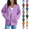 Женская мода Повседневные толстовки с капюшоном и длинным рукавом однотонные топы