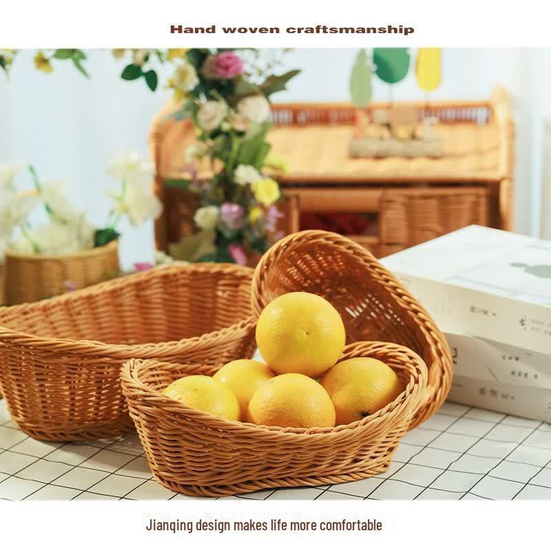 Плетеные корзины для хранения фруктов и закусок из искусственного ротанга (2-Pack)