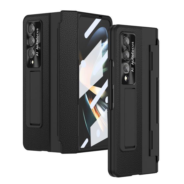 Для Samsung Z Fold4 Прочный чехол из стеклянной пленки для Samsung Galaxy Z Fold4 Fold 4 5g Zfold4 Противоскользящий кожаный чехол