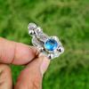 Натуральный швейцарский голубой топаз стерлинговое серебро цветок безель эффектное кольцо с несколькими камнями