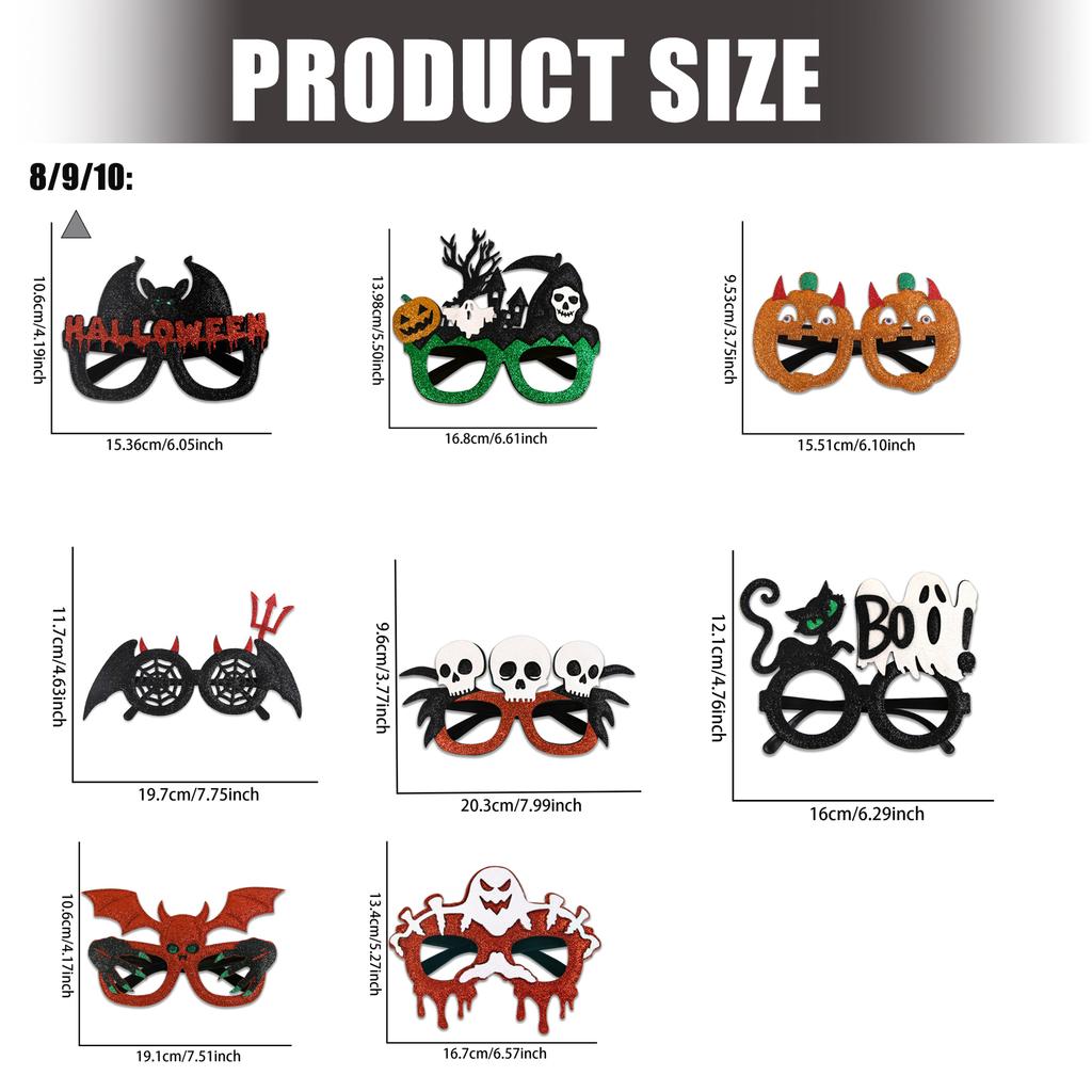 Набор из 3 шт. очков на Хэллоуин Тыква Летучая мышь Скелет Аксессуары для костюма Пластиковая оправа Украшение для вечеринки Очки