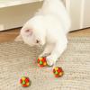 Christmas Cat Toy Balls Sparkly Pompoms with Soundings Particles 4.5cm Crinkle And Jingle Toys for Kittens Interactive Chasing Hunting Plush Balls