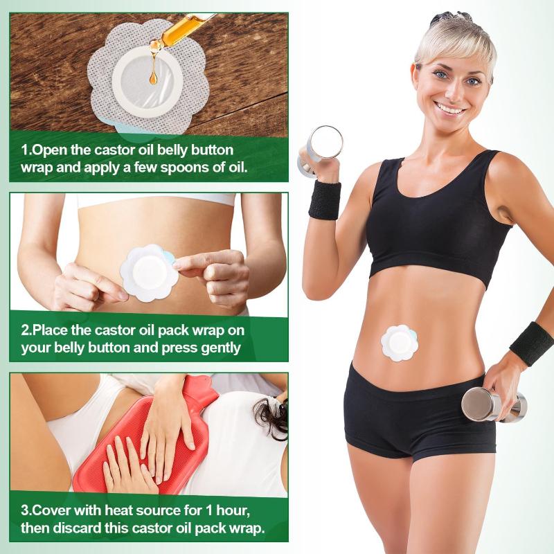 50 шт./набор Сменные одноразовые пакеты с касторовым маслом Самоклеящиеся наклейки на пупок Влагонепроницаемые протекторы для пупка