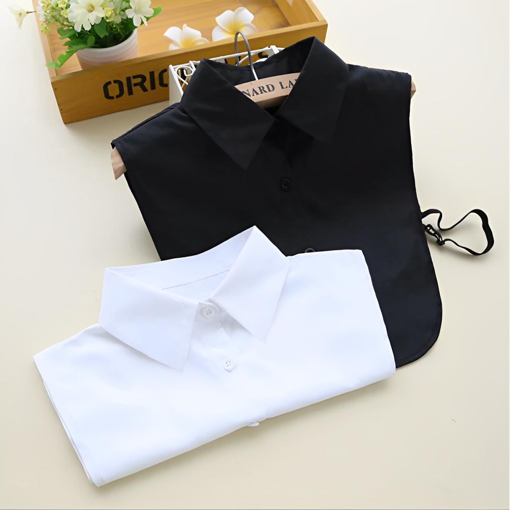 Women's Spring Fall Solid Colour Black White Vertical Small Flip Collar Versatile Shirt Jumper Jumper Fashion False Collar