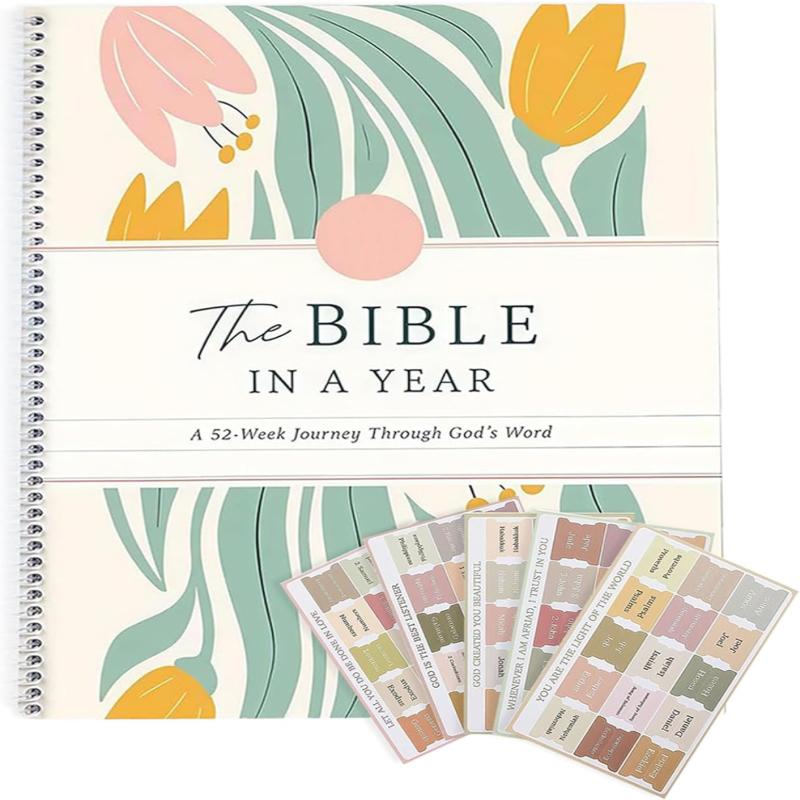 The Bible In A Year: A 52-Week Bible Study Guide for Women, A Spiral Bible Study Guide Journal, A Beautiful Year In the Bible((A4 Size) 1pc)