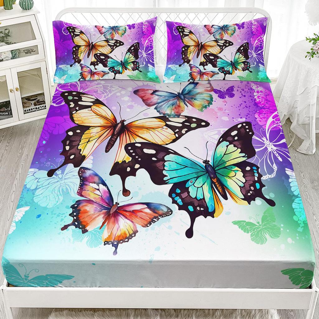 Красивый матрас с узором бабочек, трехпредметный комплект постельного белья с цифровой печатью, для взрослых и детей