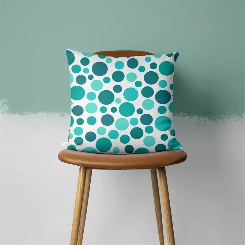 Teal Geometric Floral Pillow Covers Decorative Cushion Cases for Sofa Bedroom Car Home Decor