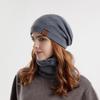 Women Autumn Winter Neck Set Plush Pullover Hat Outdoor Warm Knitted Woolen Hat