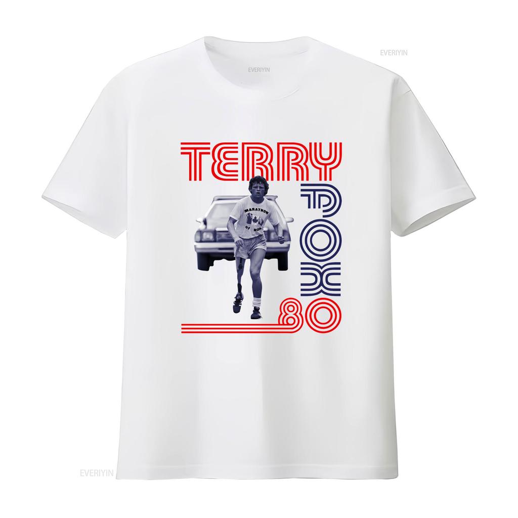 Terry Fox 80 Running T Shirt Run Vintage Vintage Washed Unisex Designer Clothes Slightly Homme Versatile Graphic Soft