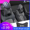 2026 Hot For Volkswagen VW 1Pcs Leather Car Logo Headrest Seat Neck Protection Pillow For VW GTI Polo Golf 6 7 8 Passat CC Tigua