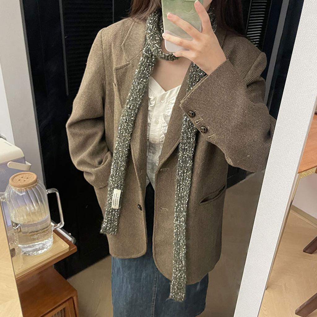 Вязаный шарф для женщин, длинный узкий пояс, галстук, шейный платок, реквизит для фотосессий для девочек, длинный шейный платок, узкий шарф, галстук