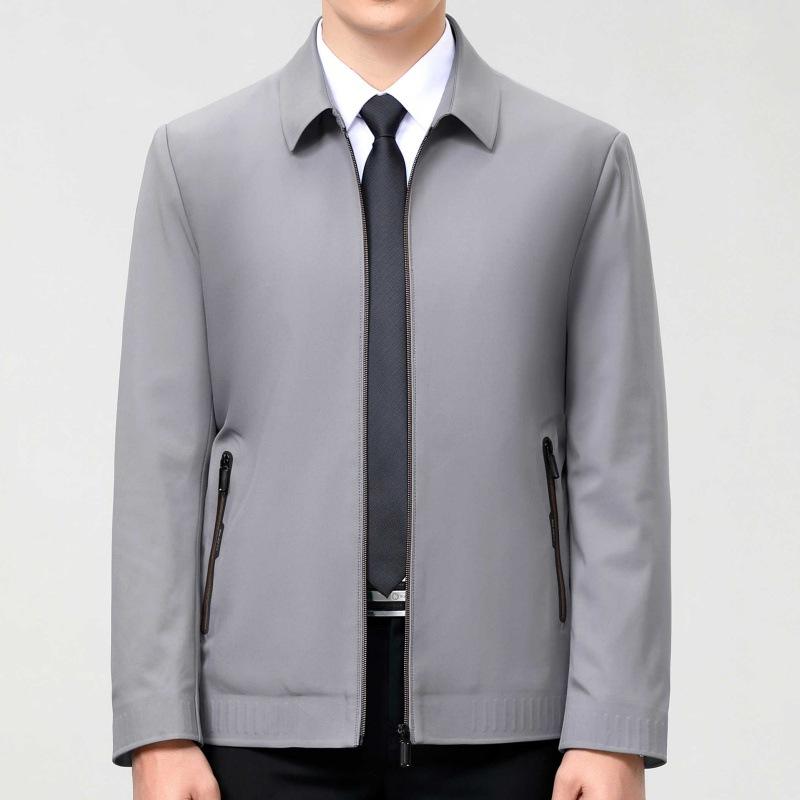 High-end Mulberry Silk Lapel Jacket for Men Spring and Autumn New Business Casual Middle-aged Dad Wear Thin Jacket Jacket