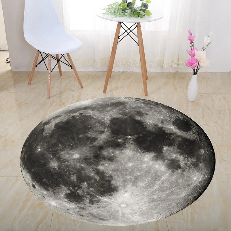 3D Illusion Halloween Black & White Round Carpet for Bedroom & Living Room