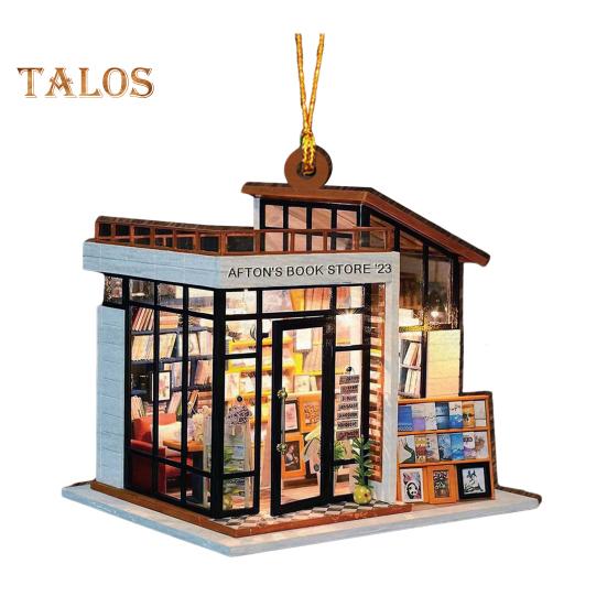 Книжная полка рождественские украшения 2D плоские акриловые книжный магазин украшение рождественская елка подвесное украшение для любителей книг подарки