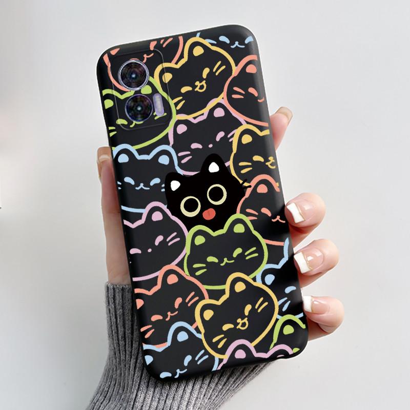 Чехол для Motorola Edge 30 Neo Милый Кролик с Сердечками Тонкий Мягкий Черный TPU Чехол для Moto Edge 30 Lite Fundas Edge30 Fusion Ultra Бампер
