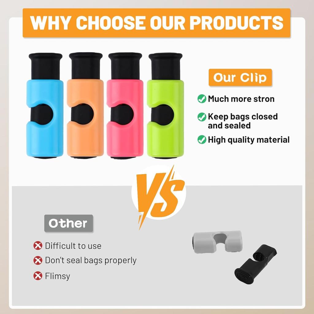 AmoreAngel Crafts 8 Pack Bread Bag Clips, Squeeze Lock Food Bag Clips, Plastic Sealing Clip for Bread, Snacks, Chips, 4 Colors, Easy Grip, Airtight