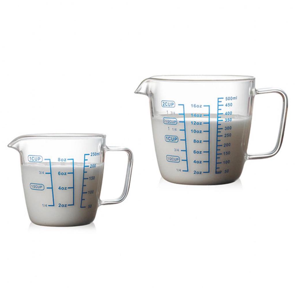 H&K Store 250ml 500ml Heat-resisting Glass Measuring Cup Milk Scale Microwave Measure Jug