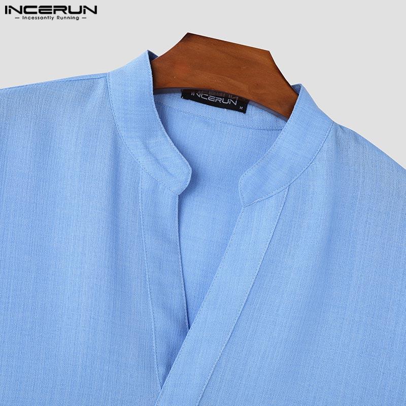 INCERUN Мужская летняя футболка с V-образным вырезом и коротким рукавом спереди, повседневная полупрозрачная футболка 