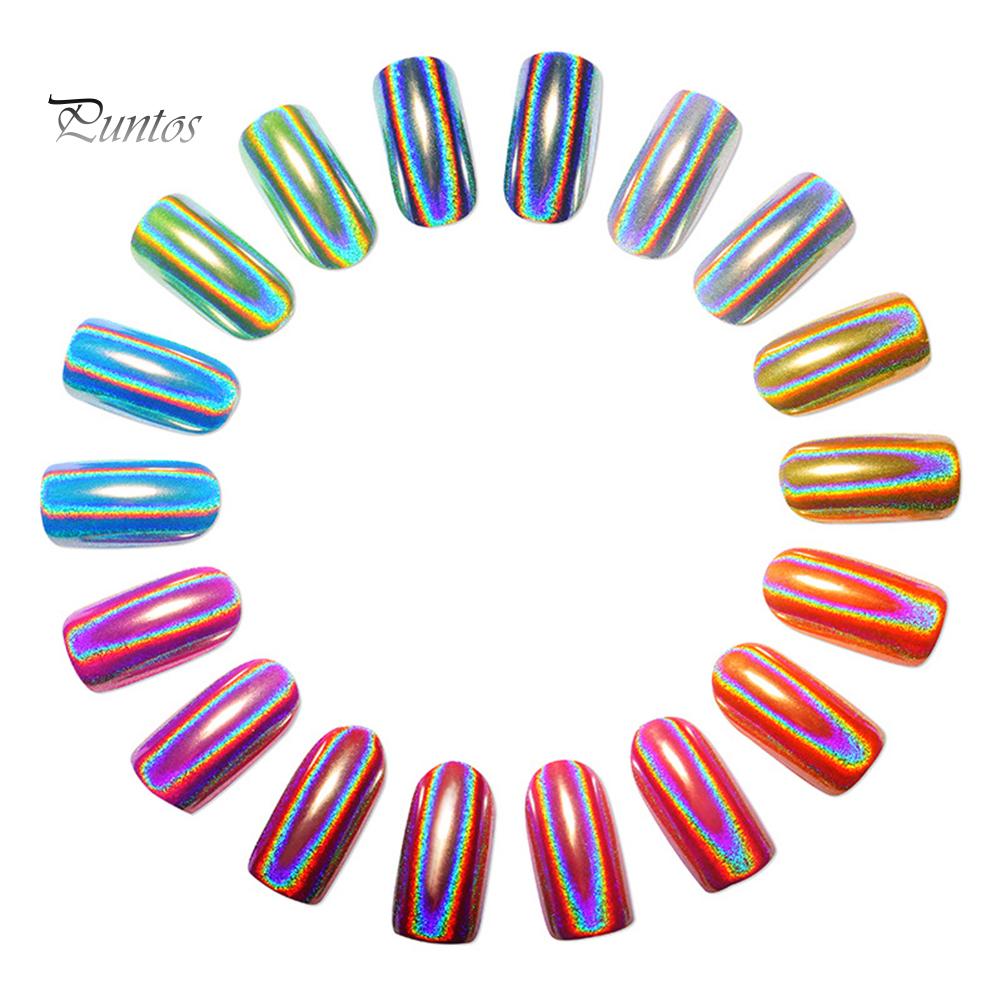 Puntos Nail Art Ультратонкая многоцветная голографическая зеркальная пудра с хромированным пигментом