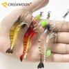 2PCS Built-in Hook Bait Shrimp Kit Luminous Shrimp Lure Soft Plastic Fishing Sabiki Silicon Shrimp Bait Fishing Bait