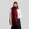 New Neck Autumn and Winter Mohair Contrasting Color Hemming Scarf Women's Simple Versatile Warm High Sense Fashion Solid Color Circumference