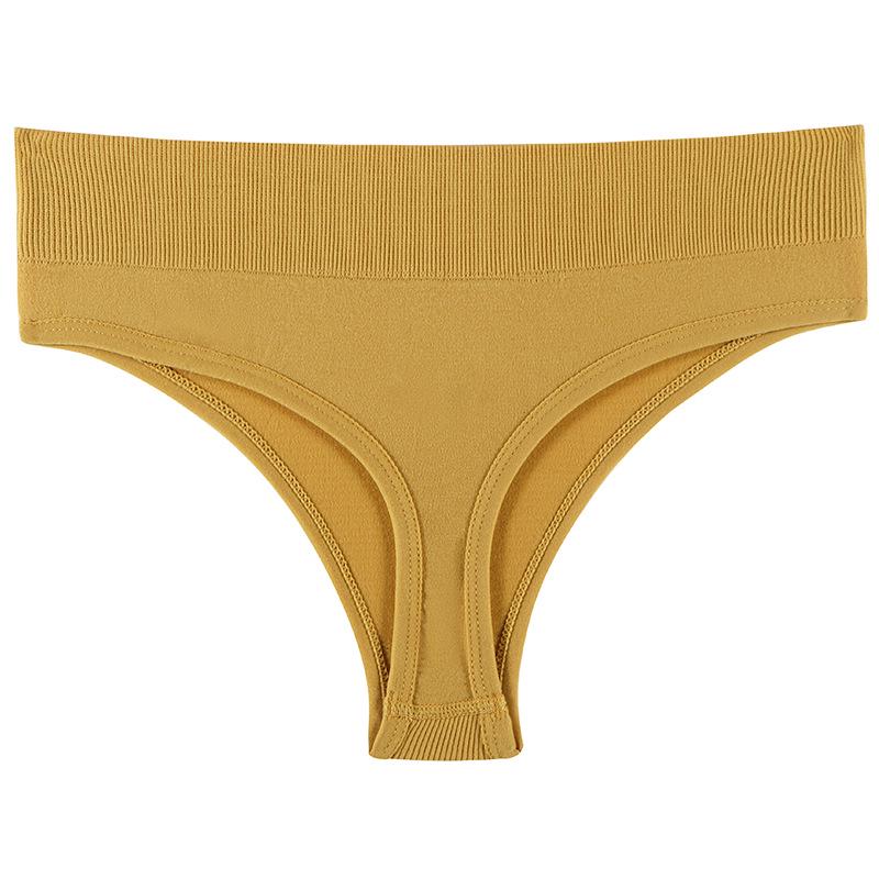Seamless Mid-Waist T-Back Underwear: Sexy, Invisible, Solid Color, Comfortable for Sports