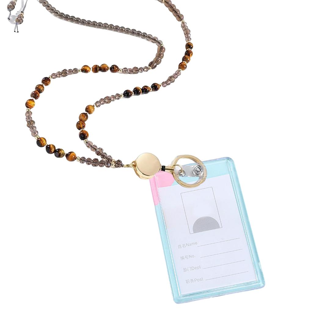 Ожерелье из бисера и шнурка для ключей и держателя карт, ожерелье из натурального камня для женщин, держатель для очков, шнурок