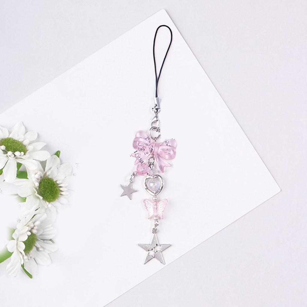 Набор из 4 милых цепочек для карт, подвеска для мобильного телефона, уникальный брелок, стильные украшения для телефона, подходят для различных случаев