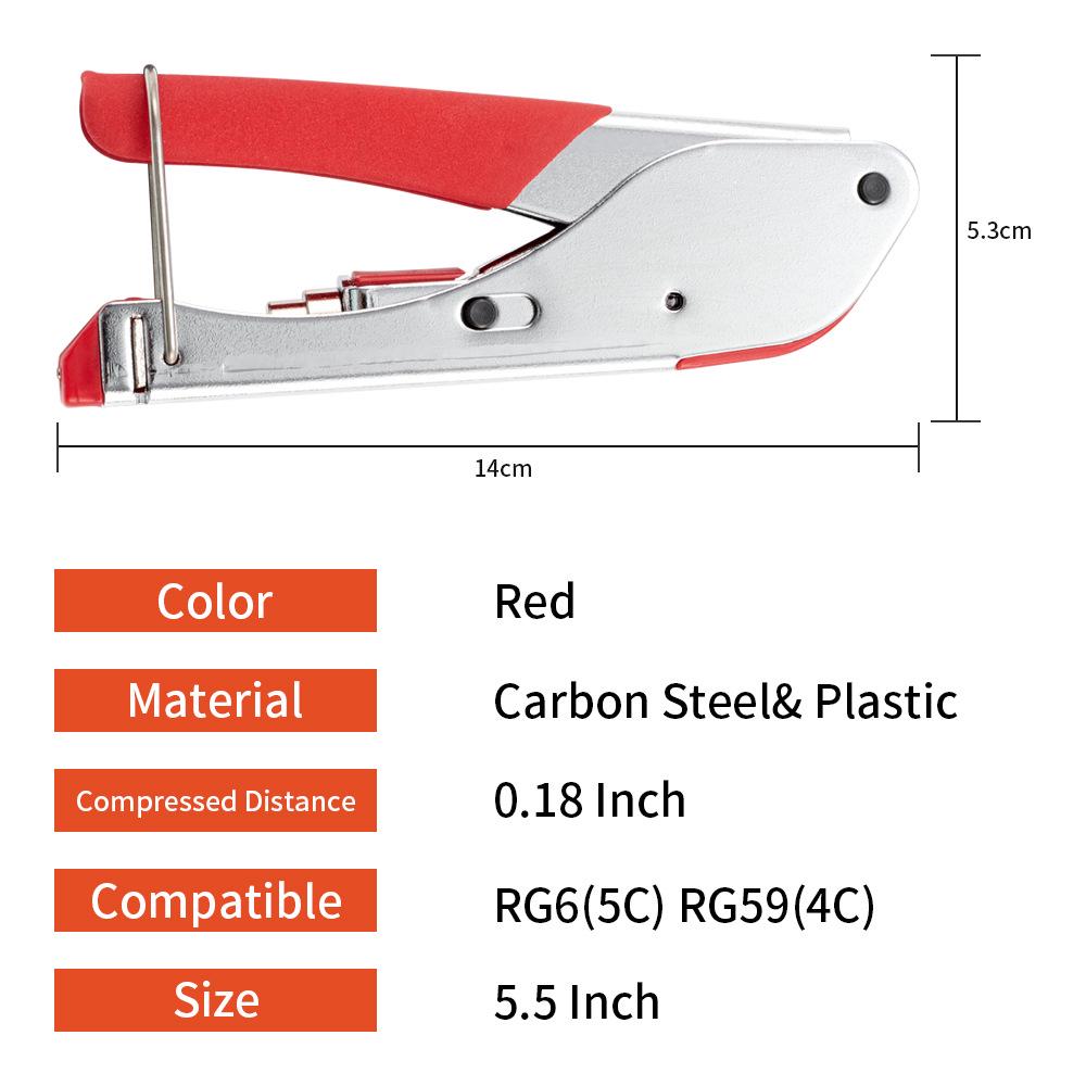 Coaxial Crimping Pliers Set: RG59/6 Cable Crimper, F-Head Crimper, Wire Stripper Tool.