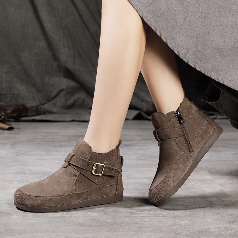 Модные мягкие зимние сапоги из коровьей кожи, женская обувь на плоской подошве, зимняя обувь из натуральной кожи, обувь для пожилых людей, ретро-стиль