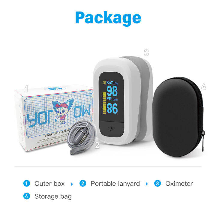 Пульсоксиметр на палец с кейсом для хранения (на батарейках)