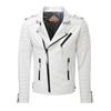 Men's Motorcycle Leather Jacket Genuine White Lambskin Café Racer Biker Outerwear