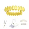 New 18K Copper Gold Plated HipHop Teeth Top&Bottom Grillz Teeth Set With Fixed Wax