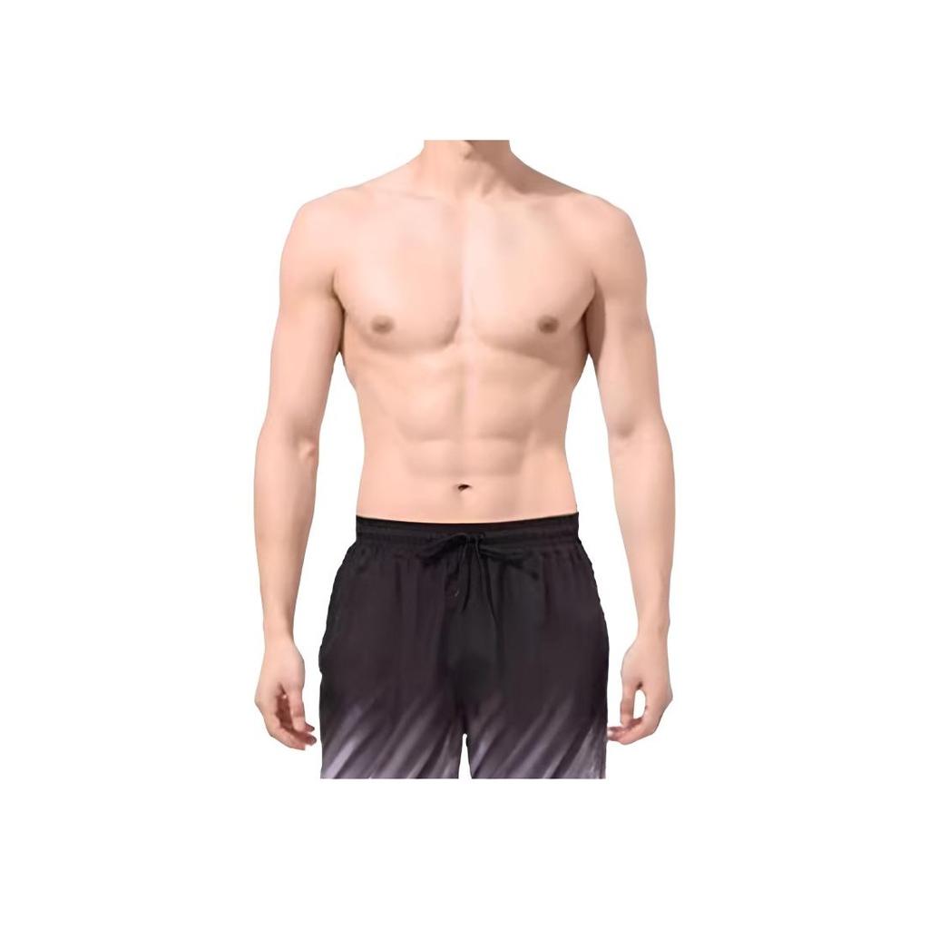 Li Ning Professional Swimwear Set For Gym And Beach With Anti-Embarrassment Swim Trunks Men Swimwear Black Purple LNKW022-2