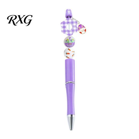 Beaded Ballpoint Pen Kits Set, DIY Easter Craft Kit, with Colorful Customizable Beadable Pens Bunny And Egg Beads Decor, Creative Handwriting