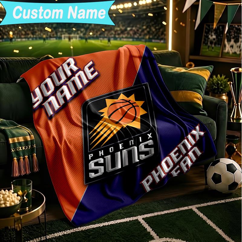 1PC Custom Name Blanket Suns Basketball Artwork Flannel blankets Patterns Throw Blanket All-Season Soft Gift for Couch, Bed, Camping, Birthday gifts