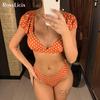 Бикини в горошек с v-образным вырезом и средней талией, женский купальник, женский купальник, комплект бикини, купальный костюм