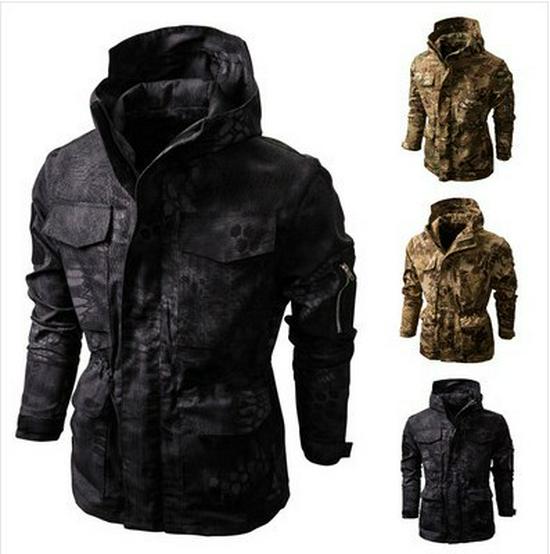 Европейский размер камуфляжная тактическая куртка с капюшоном для мужчин