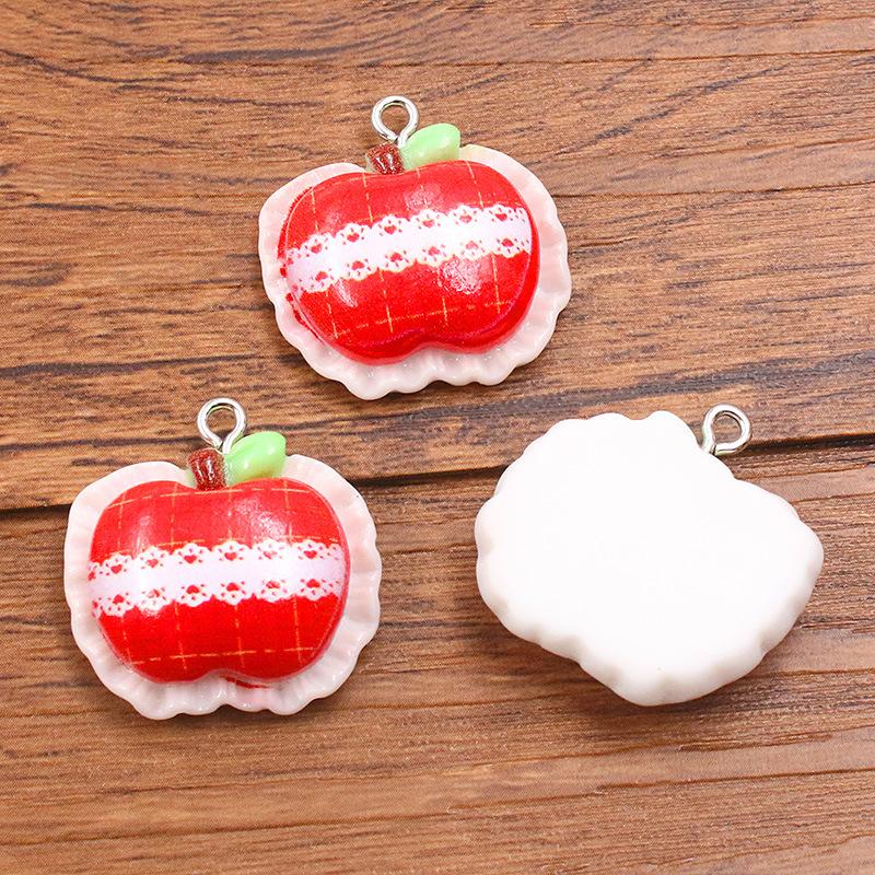 10Pcs DIY Resin Accessories Fruit Cherry Apple Flower Strawberry Pendant