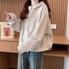 Женский свитшот Хлопок Однотонный С капюшоном Утепленный Свободный Круглый вырез Повседневный Пуловер С длинным рукавом Топ Свитшот